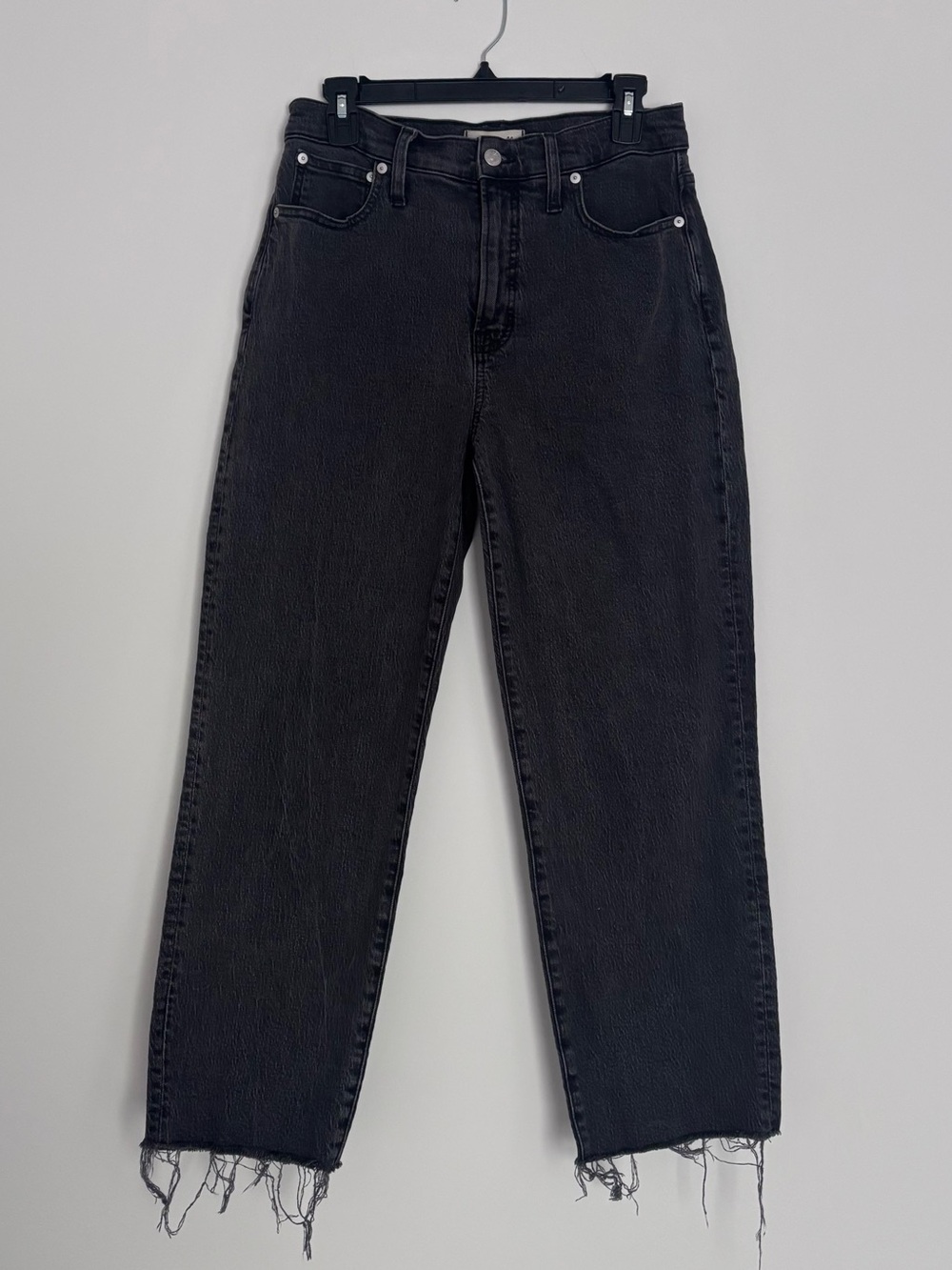 Madewell Perfect Vintage Straight Jean Faded Black Raw Hem Size 28P Petite - Picture 1 of 8